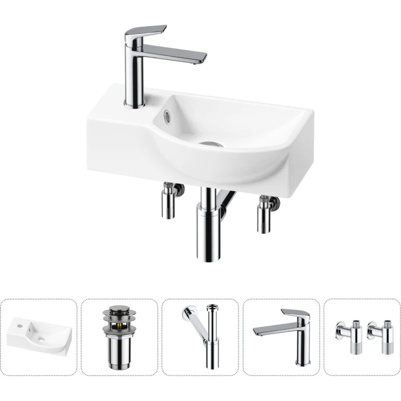 Комплект 5 в 1 Lavinia Boho Bathroom Sink накладная/подвесная раковина 40x23 см 20216033R