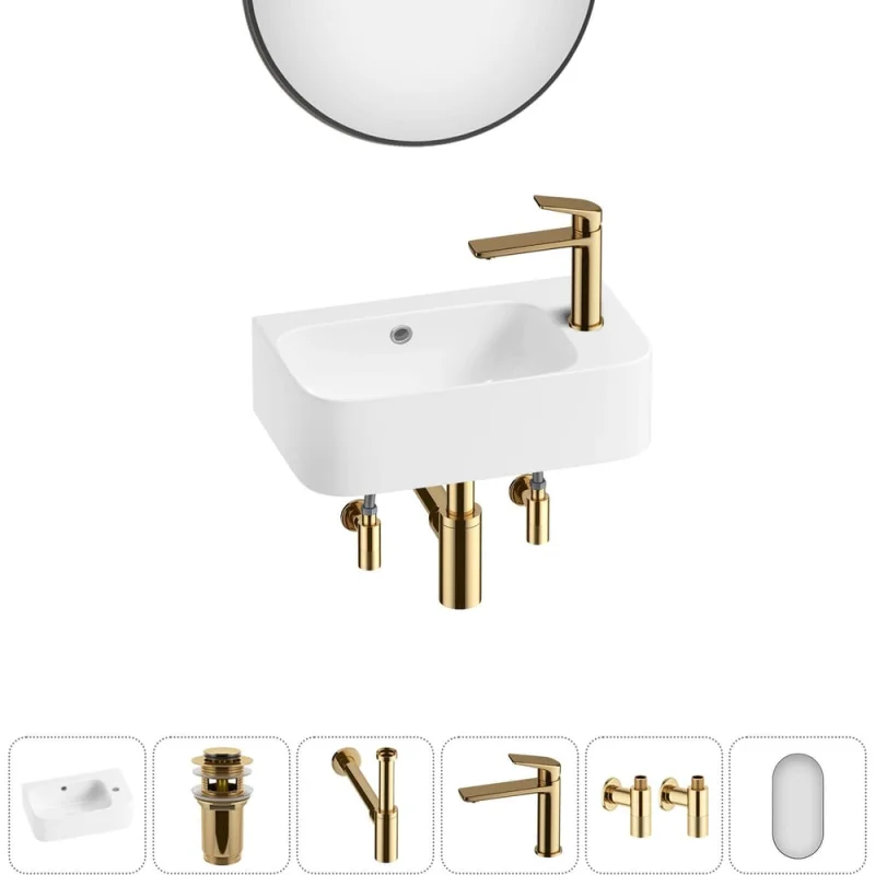 Комплект Wellsee 6 в 1 Lavinia Boho Bathroom Sink накладная/подвесная раковина 45x27 см 20219837R