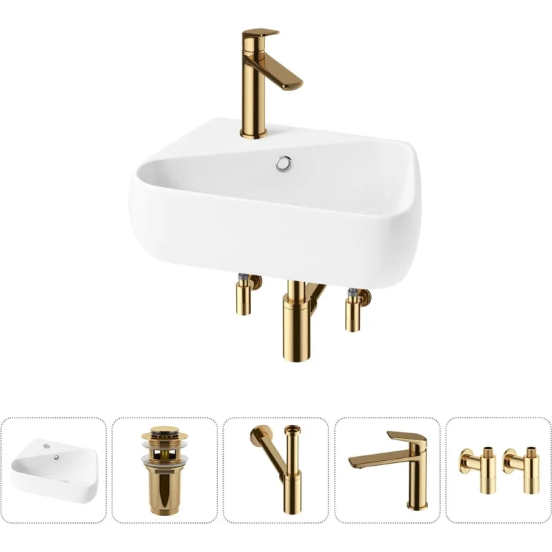 Комплект Wellsee 5 в 1 Lavinia Boho Bathroom Sink накладная/подвесная раковина 44x27 см 20216595R