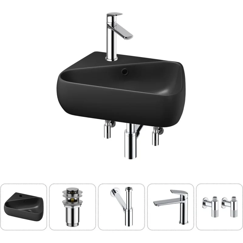 Комплект Wellsee 5 в 1 Lavinia Boho Bathroom Sink накладная/подвесная раковина 44x27 см 20216606R