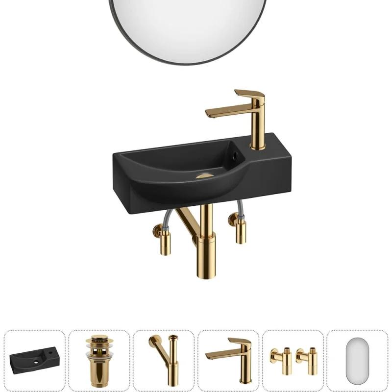 Комплект Wellsee 6 в 1 Lavinia Boho Bathroom Sink накладная/подвесная раковина 45x24 см 20219649R