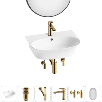 Комплект Wellsee 6 в 1 Lavinia Boho Bathroom Sink накладная/подвесная раковина 55x43 см 20219935R