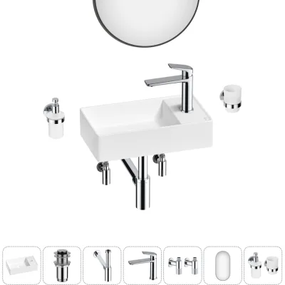 Мини-раковина для ванной комнаты или туалета Wellsee WC Area в наборе 7 в 1 20218115R