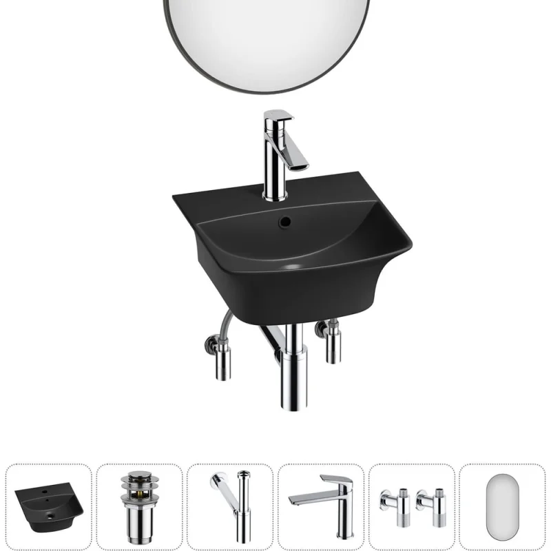 Комплект Wellsee 6 в 1 Lavinia Boho Bathroom Sink накладная/подвесная раковина 35x36 см 20219955R