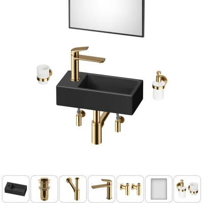 Комплект Wellsee 7 в 1 Lavinia Boho Bathroom Sink накладная/подвесная раковина 40x20 см 20219596R