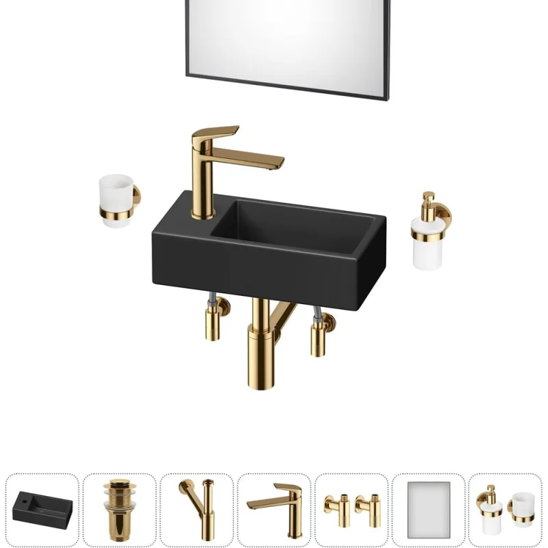 Комплект Wellsee 7 в 1 Lavinia Boho Bathroom Sink накладная/подвесная раковина 40x20 см 20219596R