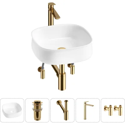 Комплект 5 в 1 Lavinia Boho Bathroom Sink накладная раковина 42x42 см 3331108 20215458R
