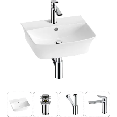 Комплект 4 в 1 Wellsee Bathroom Sink накладная/подвесная раковина 45x40 см состоит 20216757R