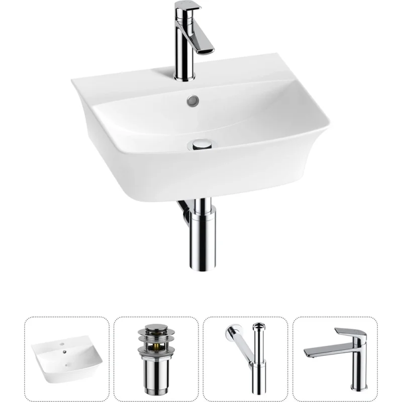 Комплект 4 в 1 Wellsee Bathroom Sink накладная/подвесная раковина 45x40 см состоит 20216757R