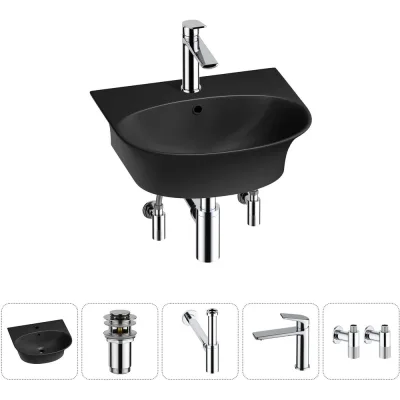 Комплект Wellsee 5 в 1 Lavinia Boho Bathroom Sink накладная/подвесная раковина 46x41 см 20216690R