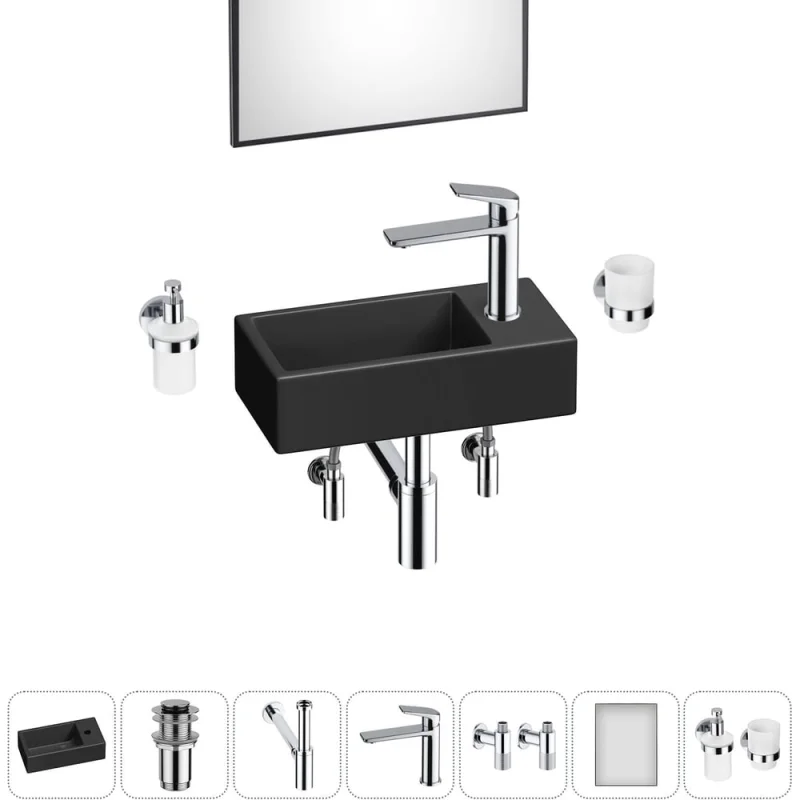 Комплект Wellsee 7 в 1 Lavinia Boho Bathroom Sink накладная/подвесная раковина 40x20 см 20219580R