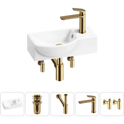 Комплект Wellsee 5 в 1 Lavinia Boho Bathroom Sink накладная/подвесная раковина 40x23 см 20216063R