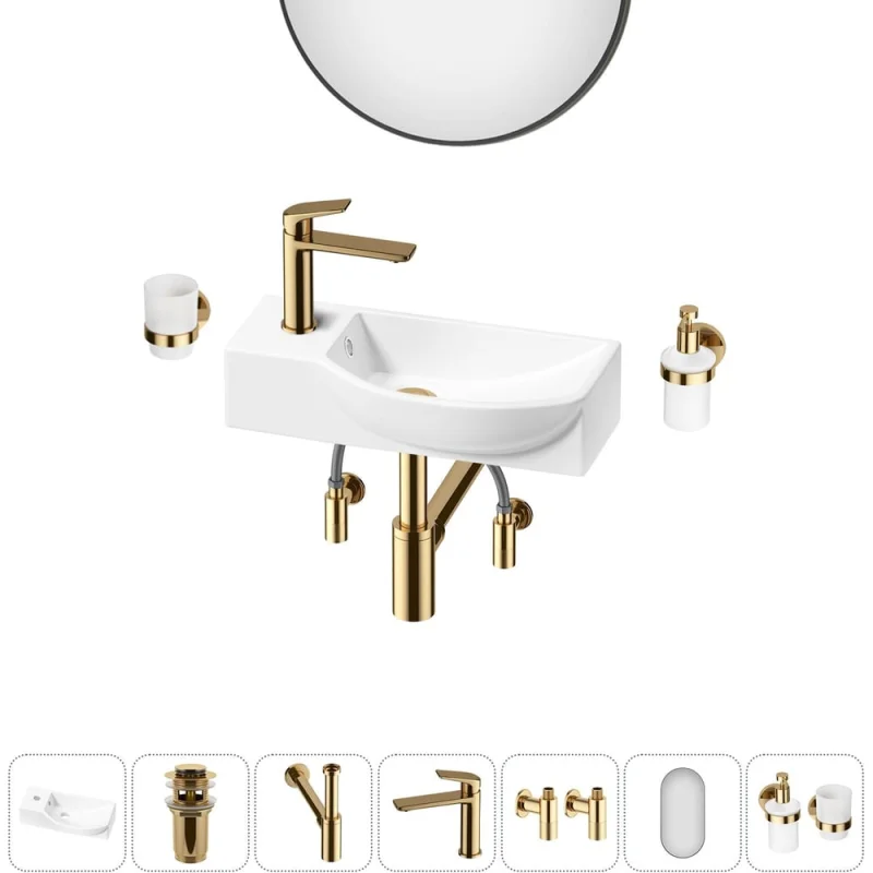 Комплект Wellsee 7 в 1 Lavinia Boho Bathroom Sink накладная/подвесная раковина 45x24 см 20219631R