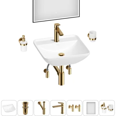 Набор Wellsee 7 в 1 Cute Twin S накладная раковина 43x43 см 20218969R