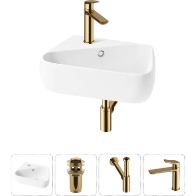 Комплект 4 в 1 Wellsee Bathroom Sink накладная/подвесная раковина 44x27 см состоит 20216591R