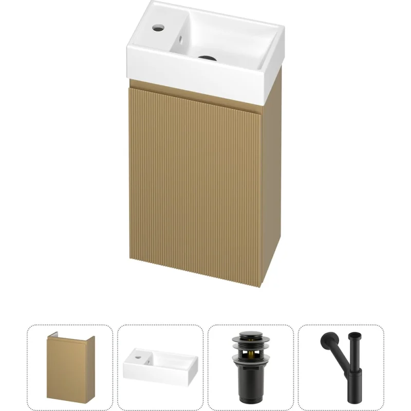 Комплект подвесной тумбы с раковиной для ванной и туалета Wellsee WC Area в наборе 4 в 1 20216858R
