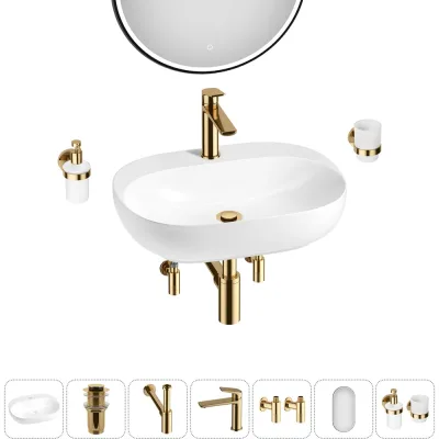 Набор Wellsee 7 в 1 Pro Line накладная/подвесная раковина 53x41 см 20218395R