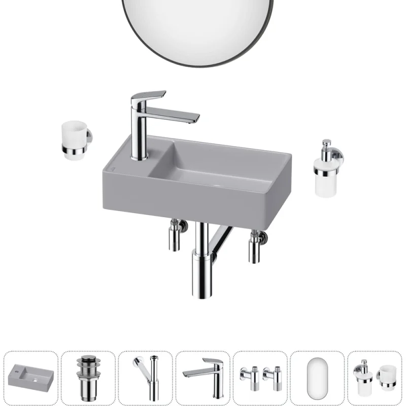 Мини-раковина для ванной комнаты или туалета Wellsee WC Area в наборе 7 в 1 20218150R