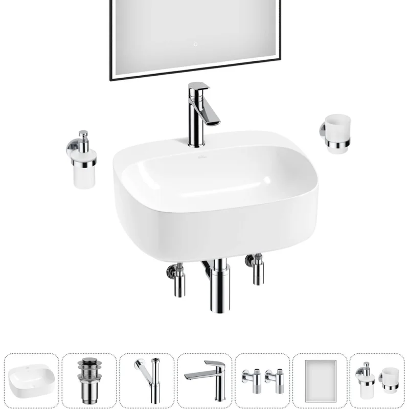 Набор Wellsee 7 в 1 Ideal накладная раковина 50x42 см 20218703R