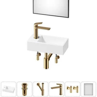 Комплект Wellsee 6 в 1 Lavinia Boho Bathroom Sink накладная/подвесная раковина 40x20 см 20219585R