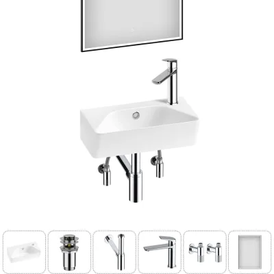 Комплект Wellsee 6 в 1 Lavinia Boho Bathroom Sink накладная/подвесная раковина 40x22 см 20219793R