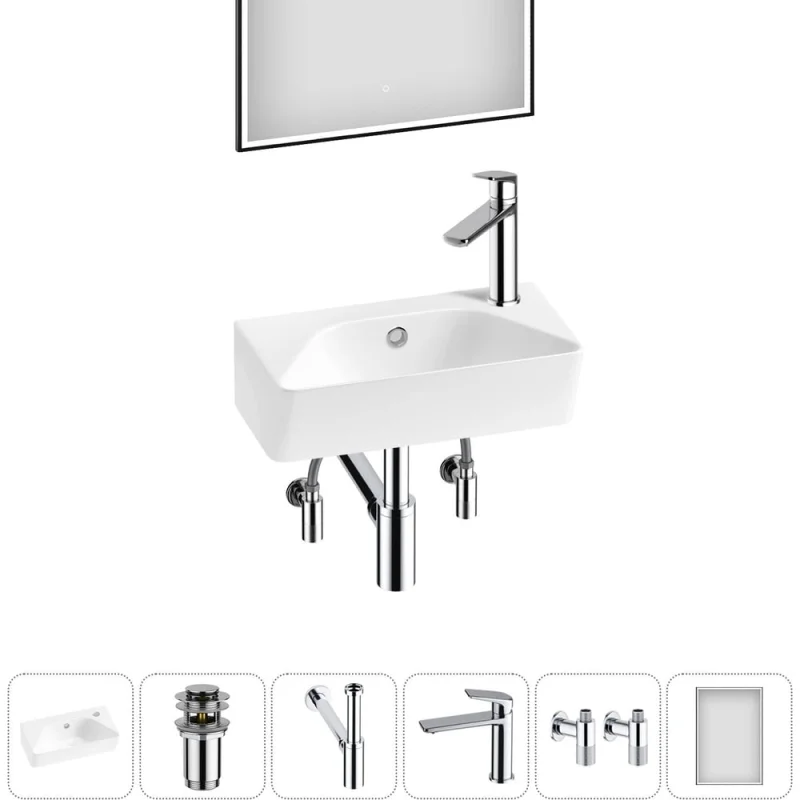 Комплект Wellsee 6 в 1 Lavinia Boho Bathroom Sink накладная/подвесная раковина 40x22 см 20219793R