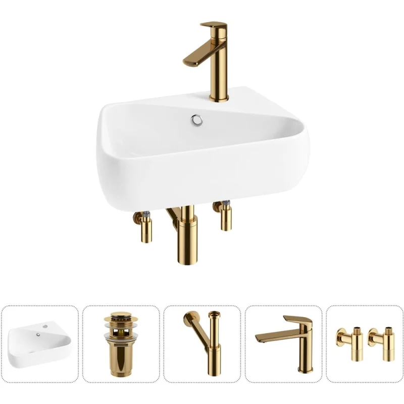 Комплект Wellsee 5 в 1 Lavinia Boho Bathroom Sink накладная/подвесная раковина 44x27 см 20216623R