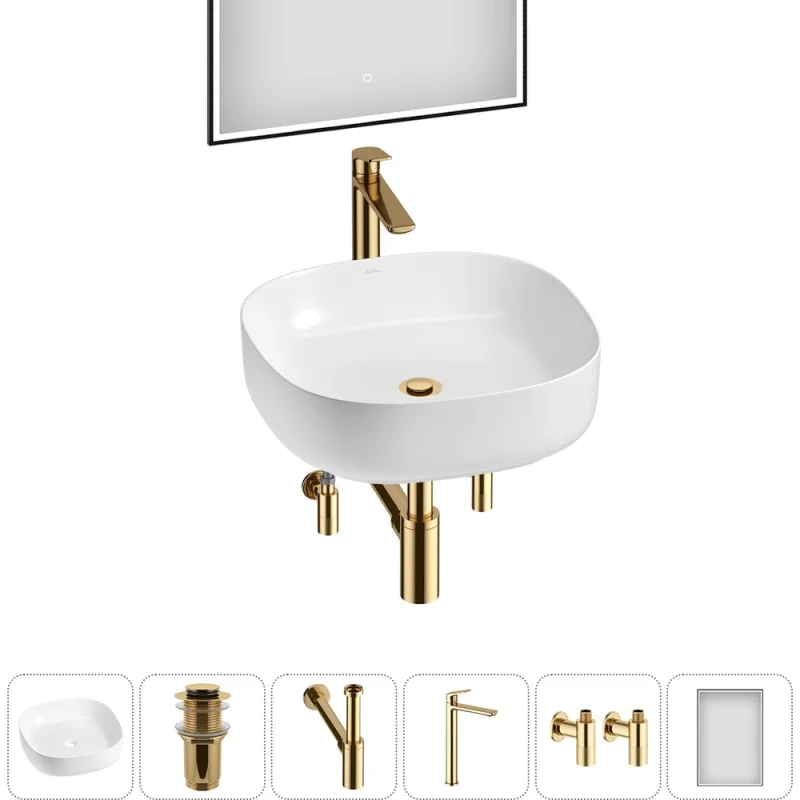 Набор Wellsee 6 в 1 Belle Spa 3.0 накладная раковина 45x45 см 20218505R