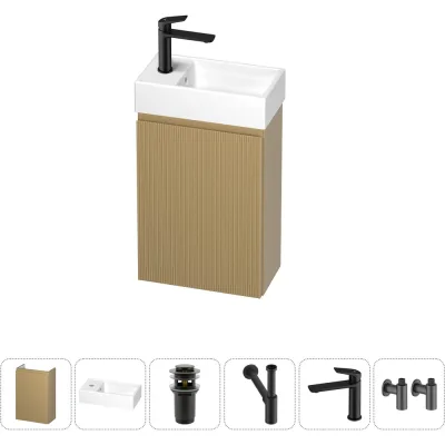 Комплект подвесной тумбы с раковиной для ванной и туалета Wellsee WC Area в наборе 6 в 1 20216898R