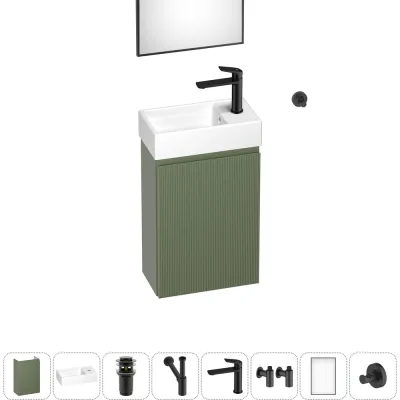 Комплект подвесной тумбы с раковиной для ванной и туалета Wellsee WC Area в наборе 8 в 1 20216930R