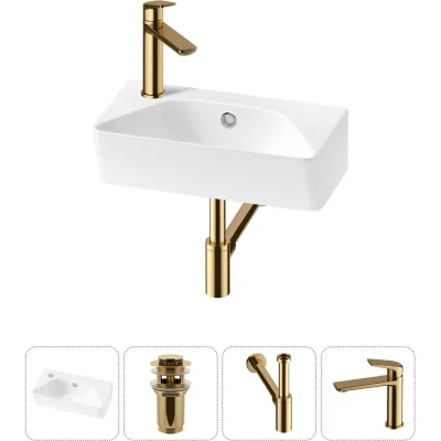 Комплект Wellsee 4 в 1 Lavinia Boho Bathroom Sink накладная/подвесная раковина 40x22 см 20216451R