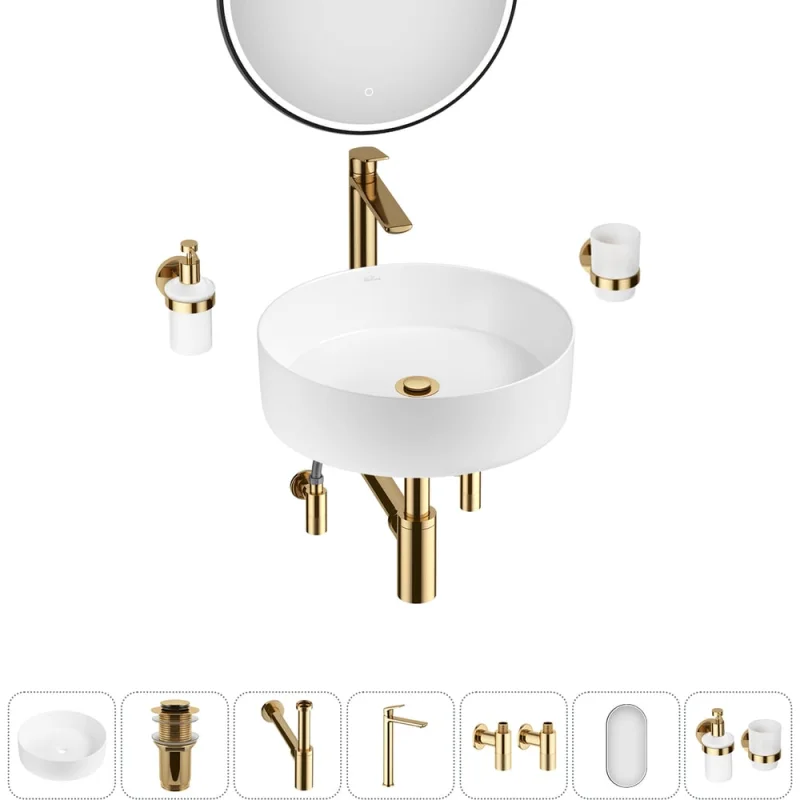 Акционный набор Wellsee 7 в Coax накладная раковина 40x40 см 20218245R