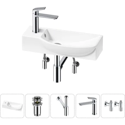 Комплект Wellsee 5 в 1 Lavinia Boho Bathroom Sink накладная/подвесная раковина 50x24 см 20216145R