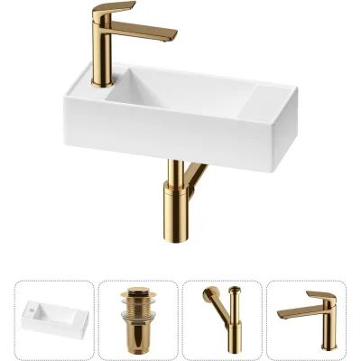 Комплект Wellsee 4 в 1 Lavinia Boho Bathroom Sink накладная/подвесная раковина 43x18 см 20216283R