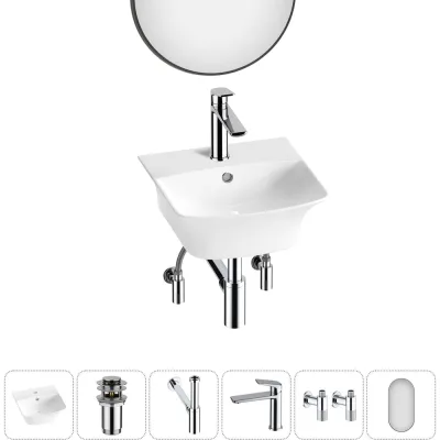 Комплект Wellsee 6 в 1 Lavinia Boho Bathroom Sink накладная/подвесная раковина 35x36 см 20219947R
