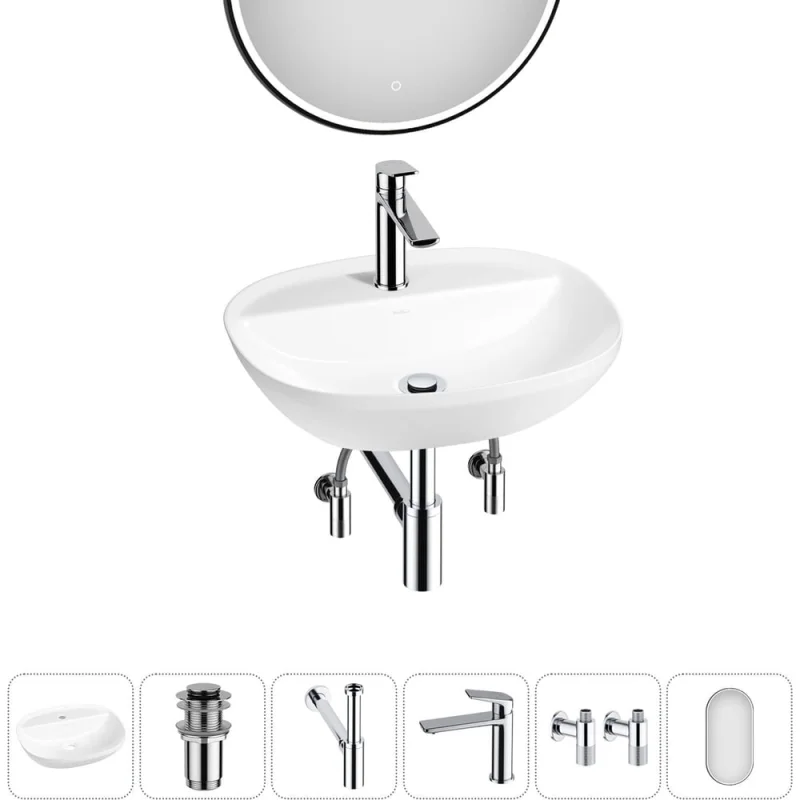 Набор Wellsee 6 в 1 Cute Twin R накладная раковина 50x42 см 20218955R