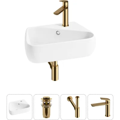 Комплект 4 в 1 Wellsee Bathroom Sink накладная/подвесная раковина 44x27 см состоит 20216619R