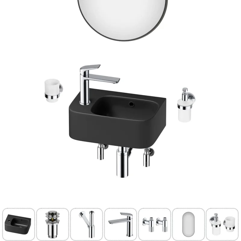 Комплект Wellsee 7 в 1 Lavinia Boho Bathroom Sink накладная/подвесная раковина 37x25 см 20219860R