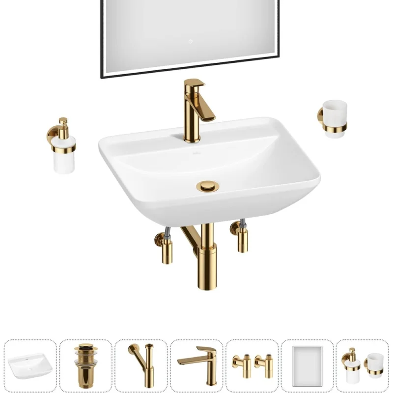 Набор Wellsee 7 в 1 Cute Twin S накладная раковина 55x42 см 20218977R