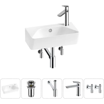 Комплект Wellsee 5 в 1 Lavinia Boho Bathroom Sink накладная/подвесная раковина 40x22 см 20216425R