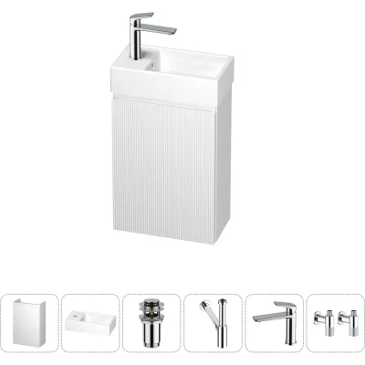 Комплект подвесной тумбы с раковиной для ванной и туалета Wellsee WC Area в наборе 6 в 1 20216891R