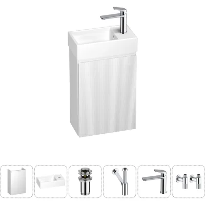 Комплект подвесной тумбы с раковиной для ванной и туалета Wellsee WC Area в наборе 6 в 1 20216881R