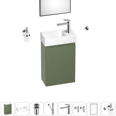 Комплект подвесной тумбы с раковиной для ванной и туалета Wellsee WC Area в наборе 9 в 1 20216945R