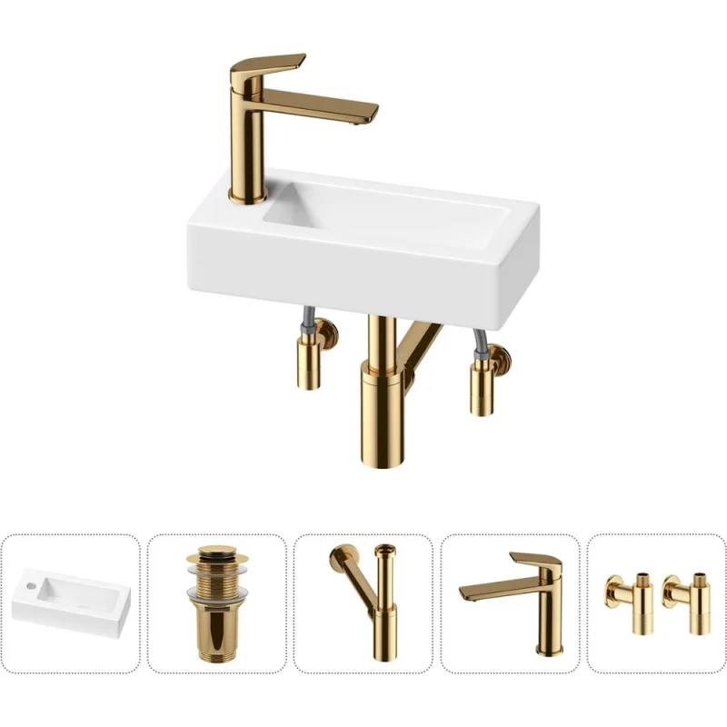 Комплект Wellsee 5 в 1 Lavinia Boho Bathroom Sink накладная/подвесная раковина 37x18 см 20215895R