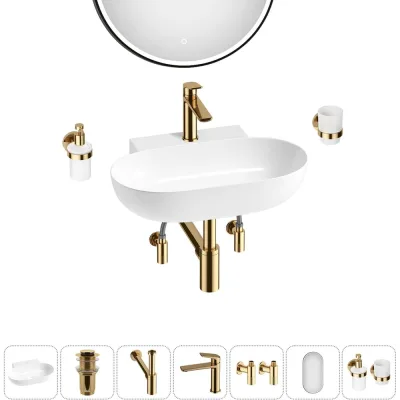 Комплект Wellsee 7 в 1 Lavinia Boho Bathroom Sink накладная/подвесная раковина 58x40 см 20219287R