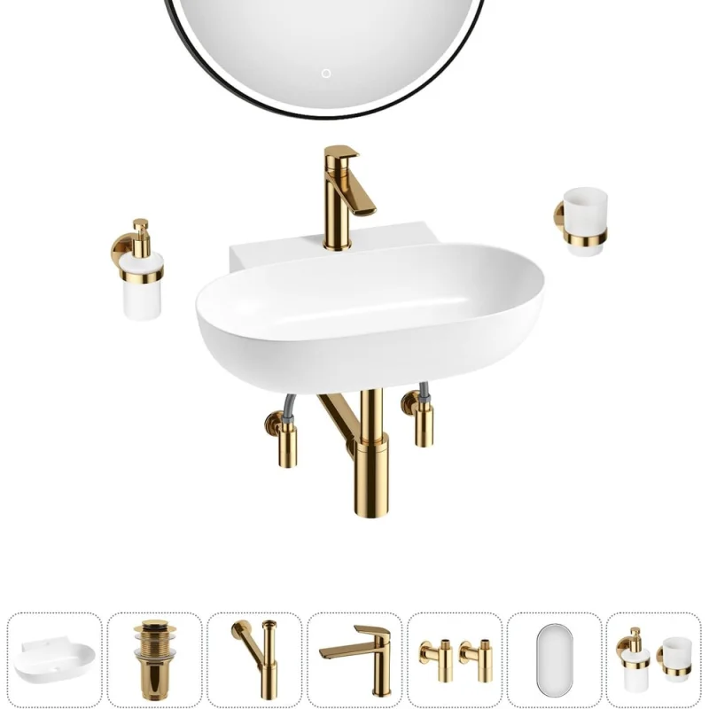 Комплект Wellsee 7 в 1 Lavinia Boho Bathroom Sink накладная/подвесная раковина 58x40 см 20219287R