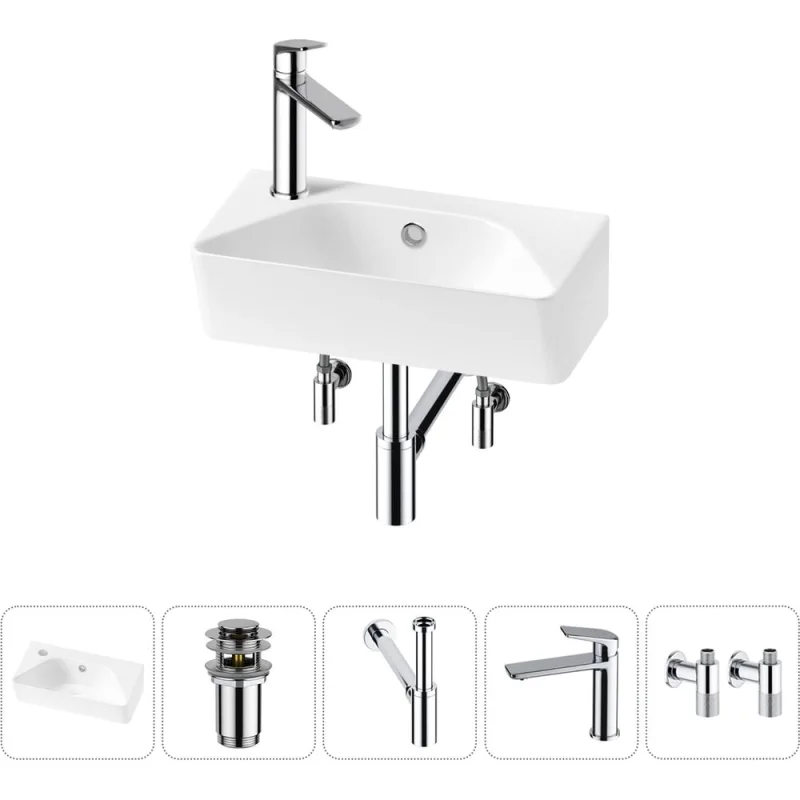 Комплект Wellsee 5 в 1 Lavinia Boho Bathroom Sink накладная/подвесная раковина 40x22 см 20216453R