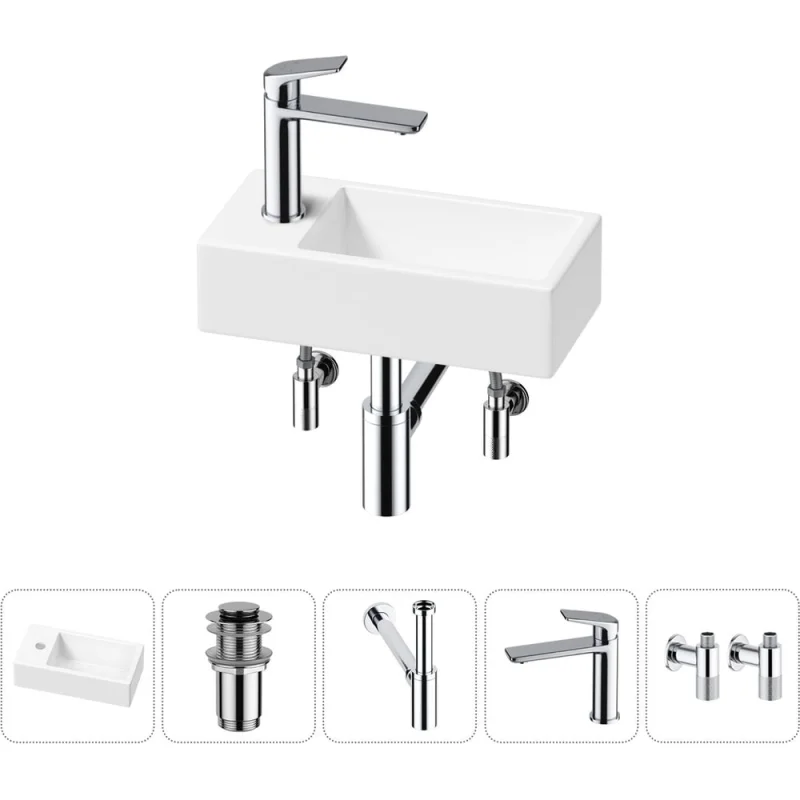 Комплект Wellsee 5 в 1 Lavinia Boho Bathroom Sink накладная/подвесная раковина 40x20 см 20216005R
