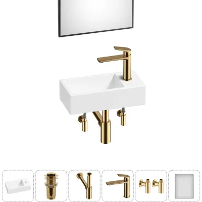 Комплект Wellsee 6 в 1 Lavinia Boho Bathroom Sink накладная/подвесная раковина 40x20 см 20219571R