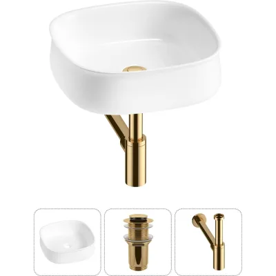 Комплект 3 в 1 Wellsee Bathroom Sink накладная раковина 42x42 см, состоит из 3331108 20215450R